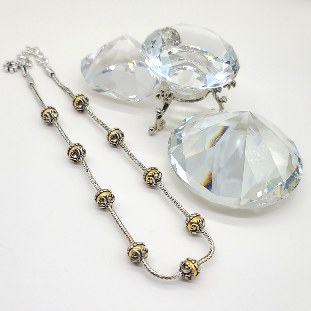 $62 Brighton "Poetic" TwoTone Station Necklace w Incredible Scroll Details!
